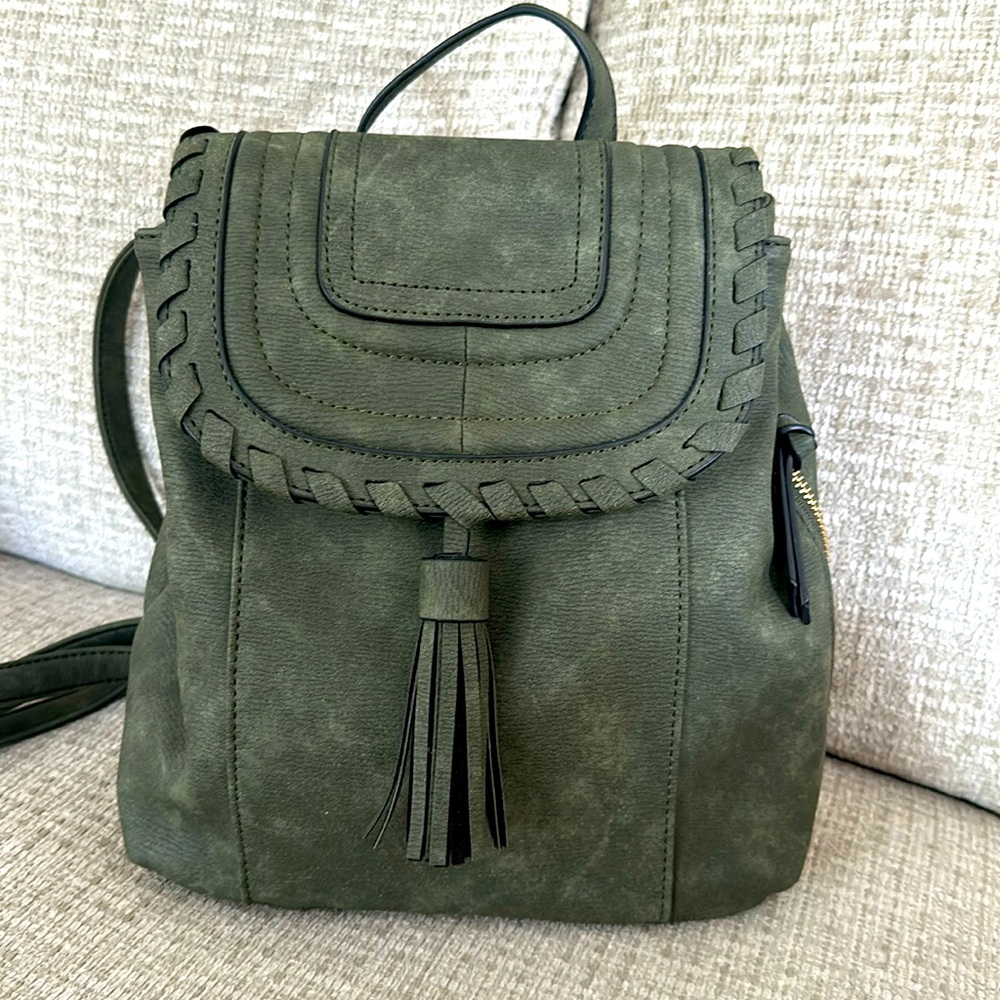 Sage green tassel backpack